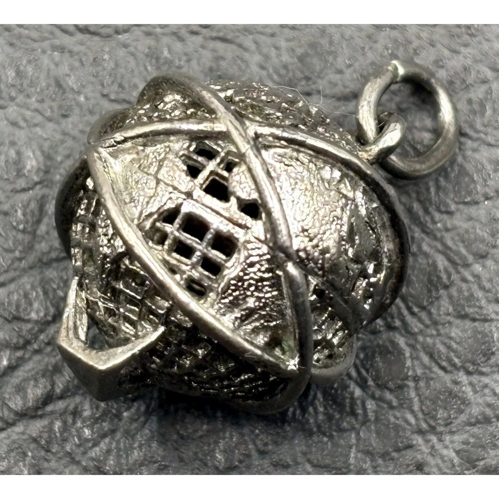 Vintage CWC Sterling Silver 925 Filigree Globe Charm Or Pendant Modernist Era